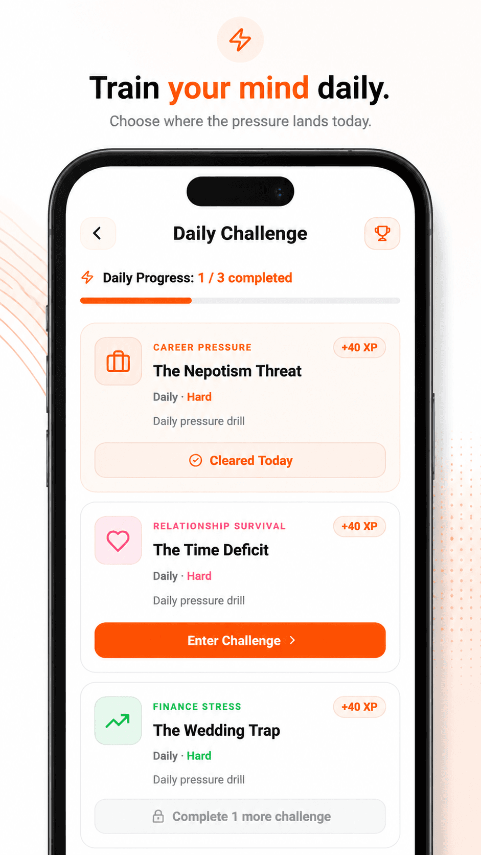 Daily Challenge: career, relationship, and finance drills